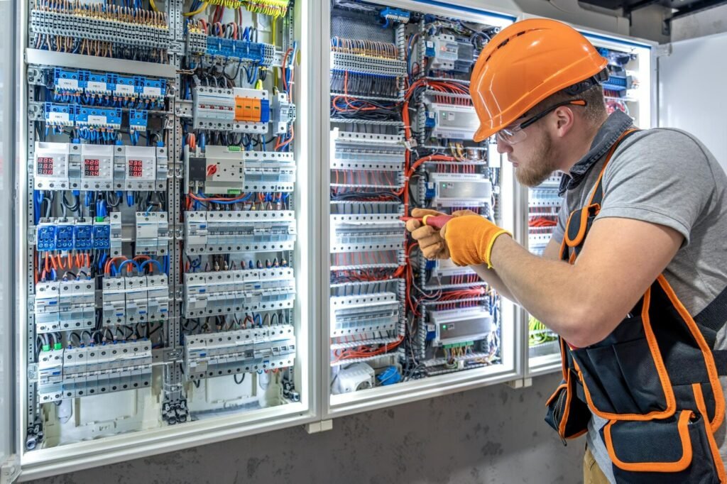 male electrician working electrical panel male electrician overalls 169016 67274